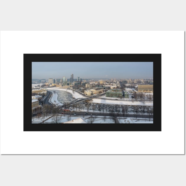 Snowy Vilnius and river Wall Art by lena-maximova